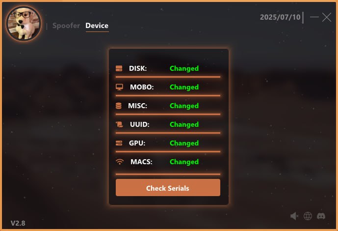 HWID Spoofer Device Tab